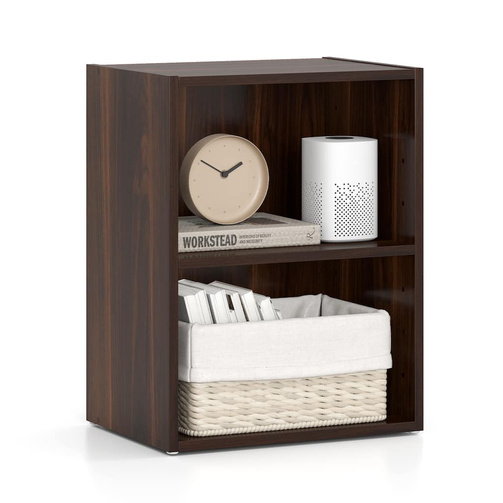 Gymax 2-Cube Bookcase Cube Storage Organizer w/ Adjustable Walnut - 17''x11.5''x21.5''