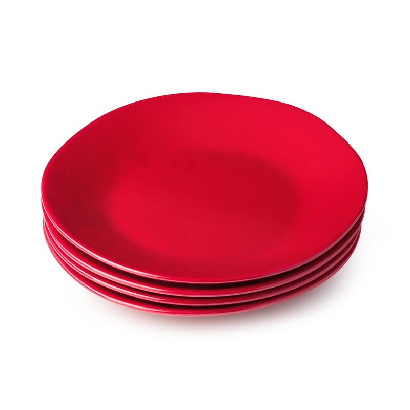 Certifed International Berry Red Christmas Set of 4 Dessert/Salad Plates 9" - 9 L x 9 W x 1.25 H