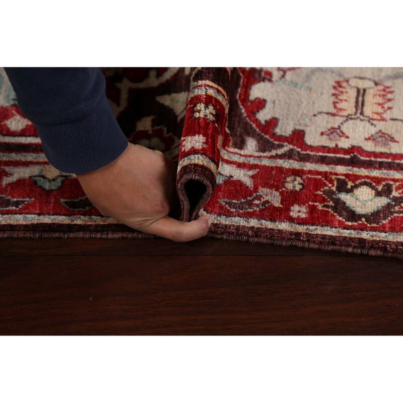 Hand Knotted Oriental 100% Wool Carpet Traditional Floral Brown Kazak Runner Rug - 8' 0'' X 2' 7''