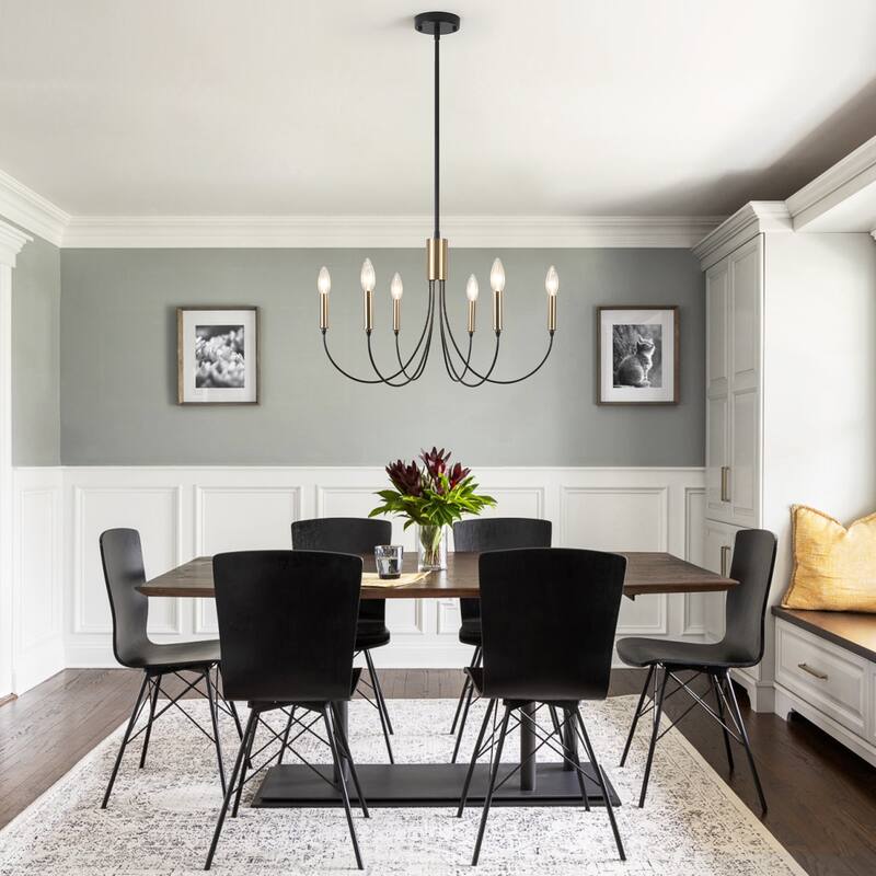 Modern Minimalist 6 - Light Hanging Candlestick Chandelier for Living Room Kitchen Island Bedroom Entryway - N/A