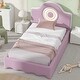 preview thumbnail 4 of 28, Twin Upholstered Platform Bed with LED Headboard, Pink Flannel Finish