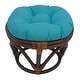 preview thumbnail 8 of 17, Bali 18-inch Footstool with Solid Outdoor Cushion Aqua Blue