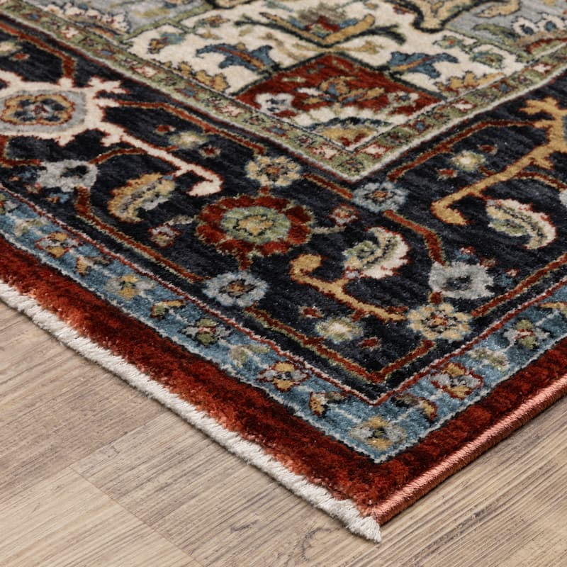 Esme Traditional Medallion Red/ Blue Area Rug