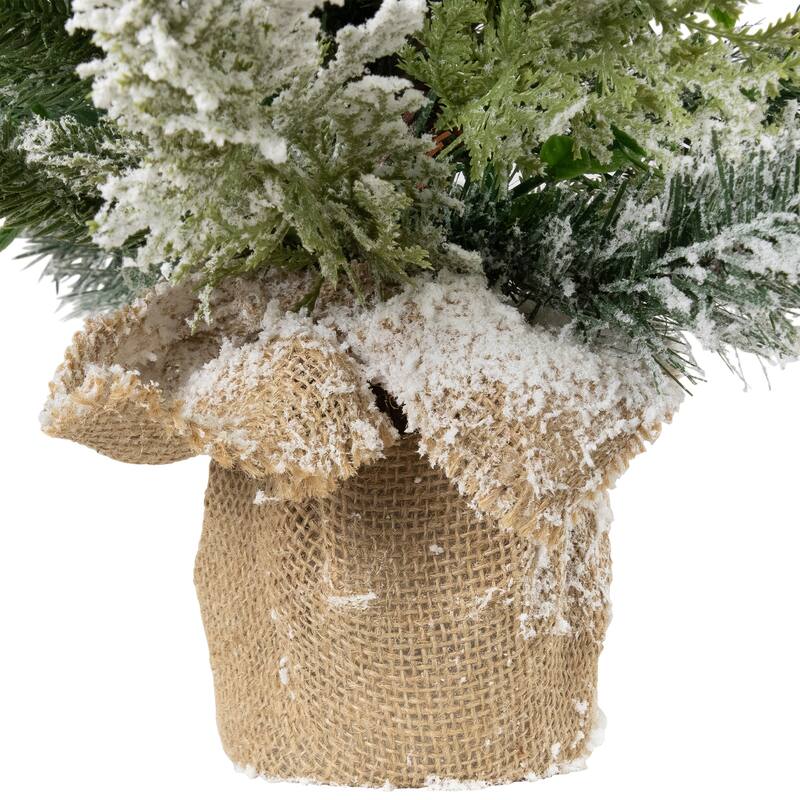 Flocked Balsam Pine Artificial Mini Christmas Tree in Burlap Base - 24" - Unlit - 2 Foot