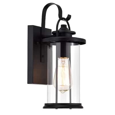 1-light Textured Black Outdoor Wall Lantern
