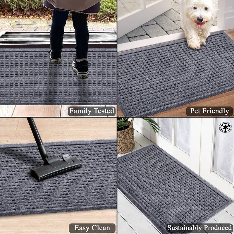 A1HC New All Weather Superior Dirt and Moisture Absorbing Polypropylene Door Mat with Non-Slip Backing for Inside Outside Use