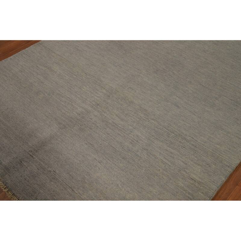 Gray Gabbeh Oriental Area Rug Living Room Hand-Knotted Wool Carpet - 4'10" x 6'7"
