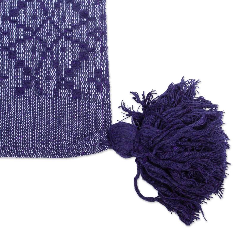 Novica Handmade Oaxaca Diamonds In Blue Cotton Cushion Cover