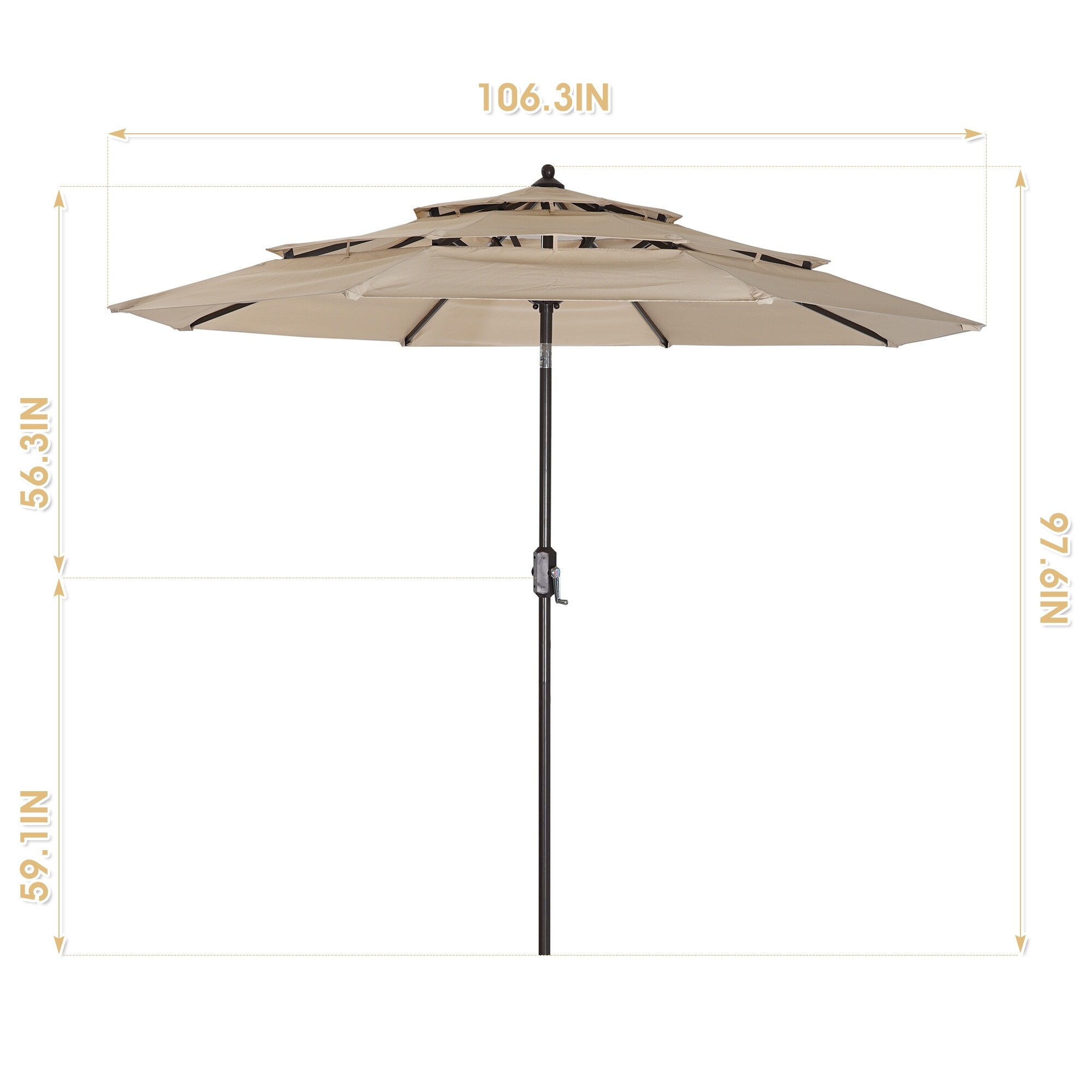 Shop 3 Tiers Outdoor Patio Umbrella With Push Button Tilt Overstock 32382906