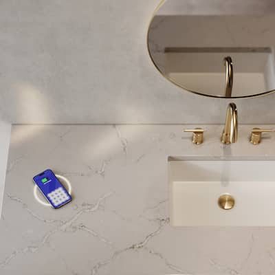 Chicago 60" Single Vanity, Walnut Whisper, w/FreePower Wireless Charger