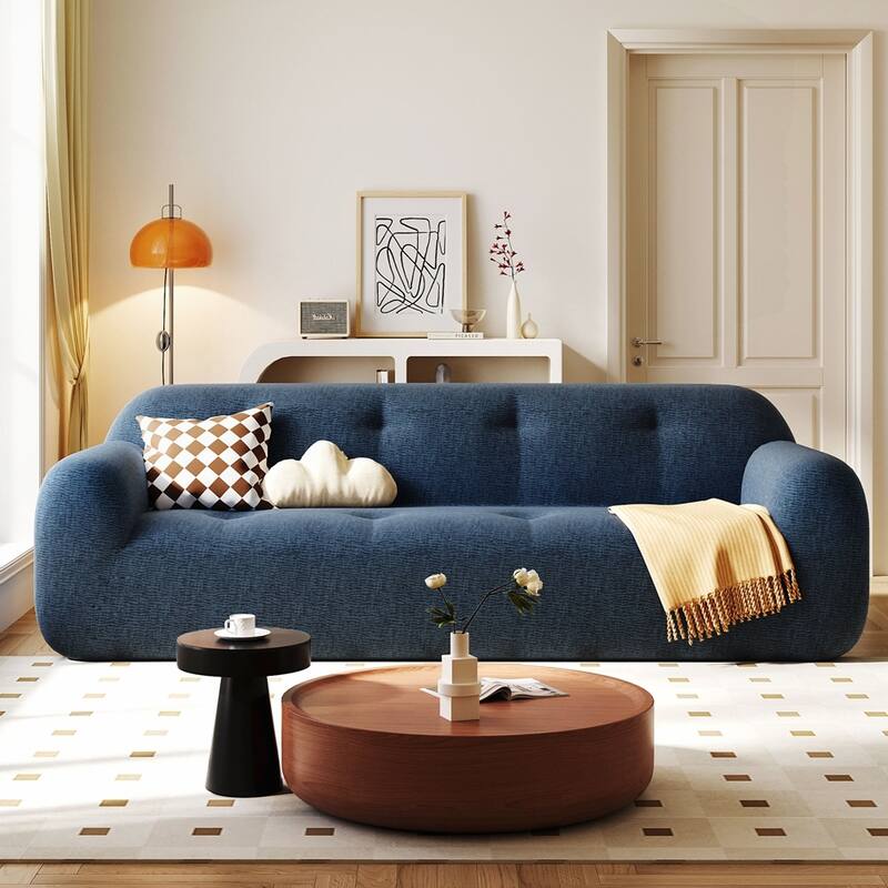 Full Sponge Compression Design Chenille Fabric 3-Seater Sofa with Tufted Style
