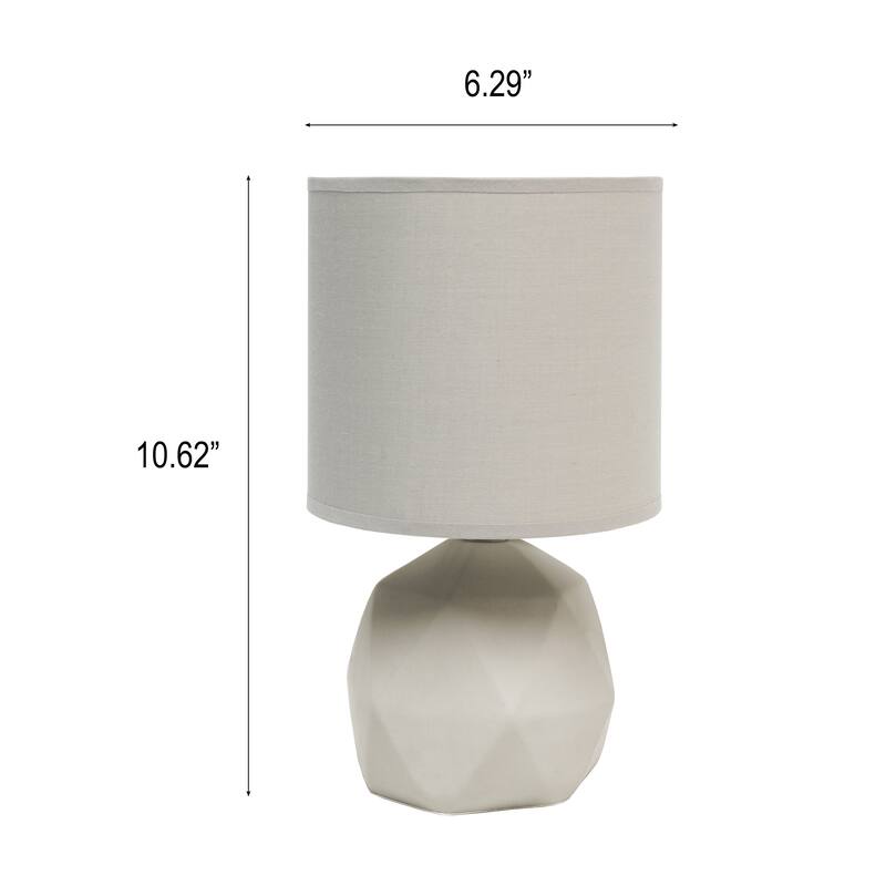10.62" Modern Organic Geometric Concrete Table Lamp, For Living Room, Entryway, Bedroom, Mini Accent Light, Black Shade
