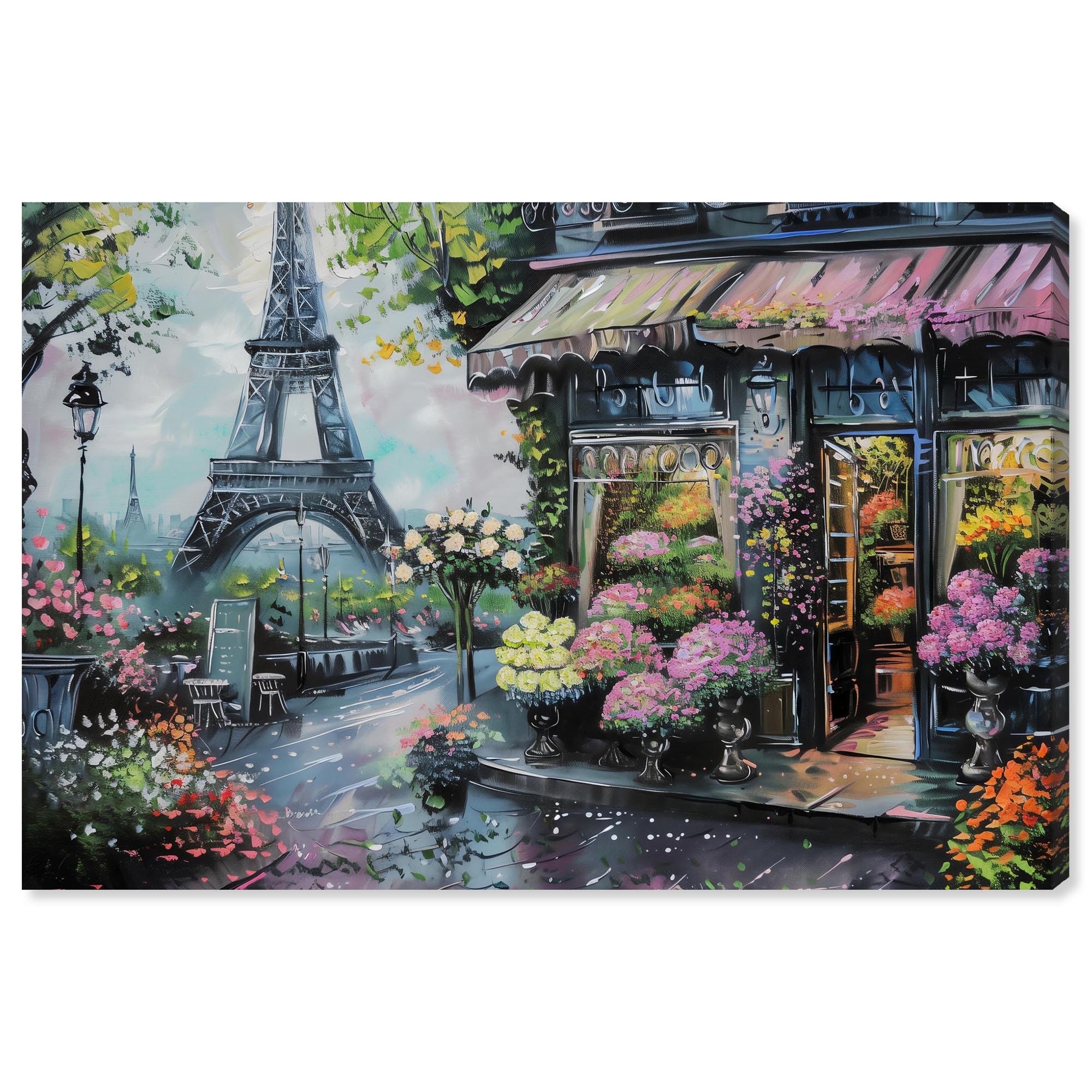 Spring Flower Shop Paris Travel Art Canvas Print by Art Remedy