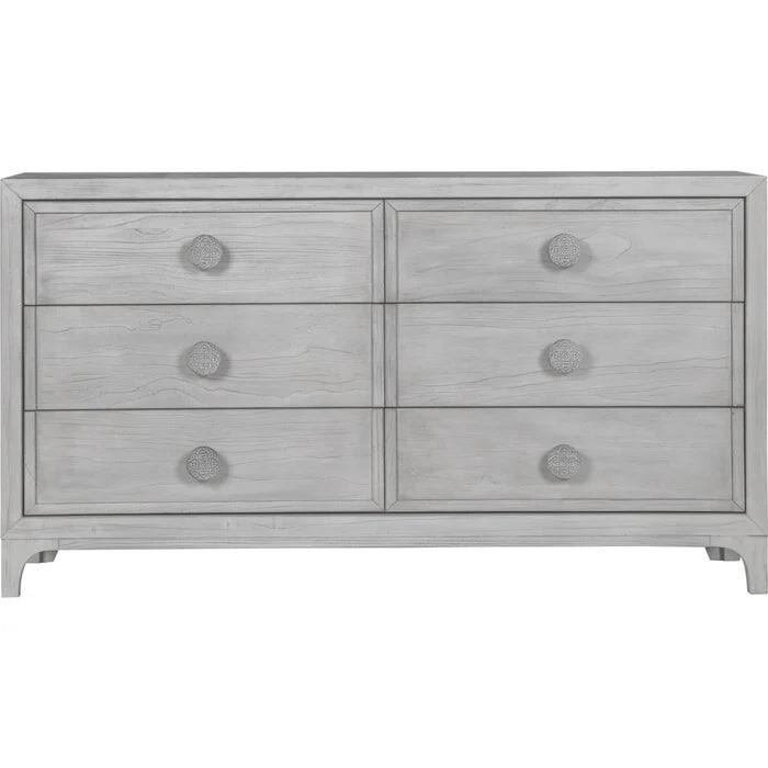 Boho Chic Six-Drawer Dresser in Washed White (2024)