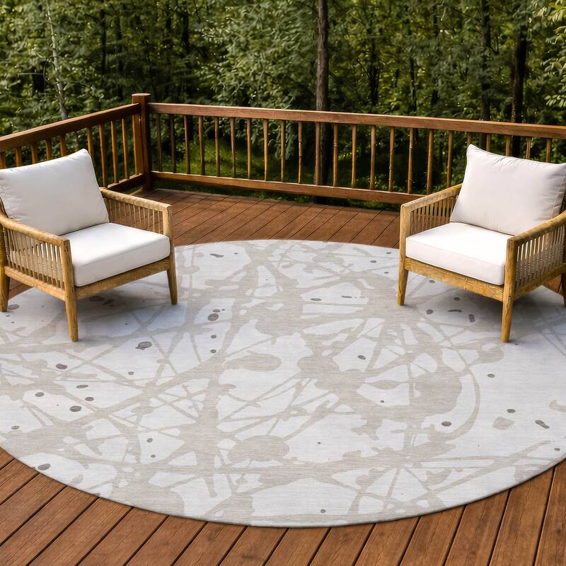 Machine Washable Indoor/ Outdoor Modern Campo Chantille Rug - Ivory - 8' x 8'