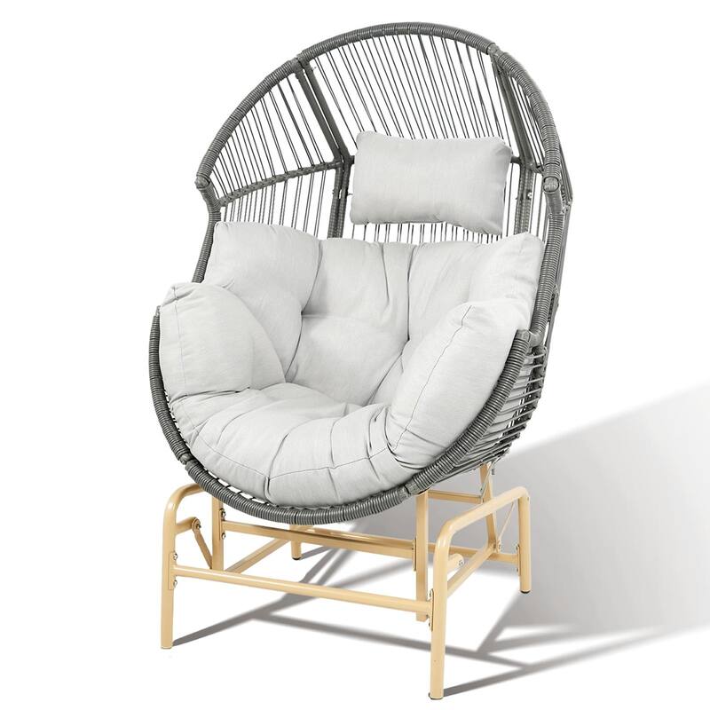 Outdoor Glider Egg Chair with Light Grey Cushion - Dark Grey