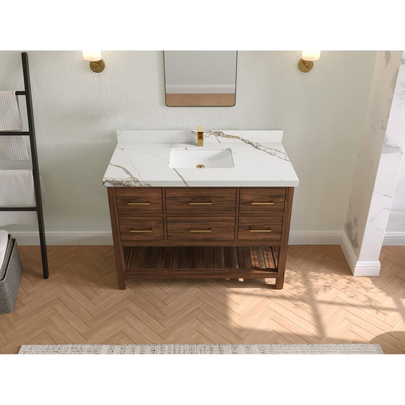 Willow Collections 48 in. W x 22 in. D Parker Solid Teak Single Sink Bathroom Vanity with Countertop