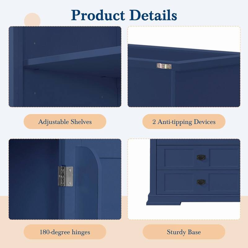 Freestanding 78.3" Kitchen Pantry with Hutch, Large Kitchen Pantry Storage with Drawers,Door Shelf and Adjustable Shelves