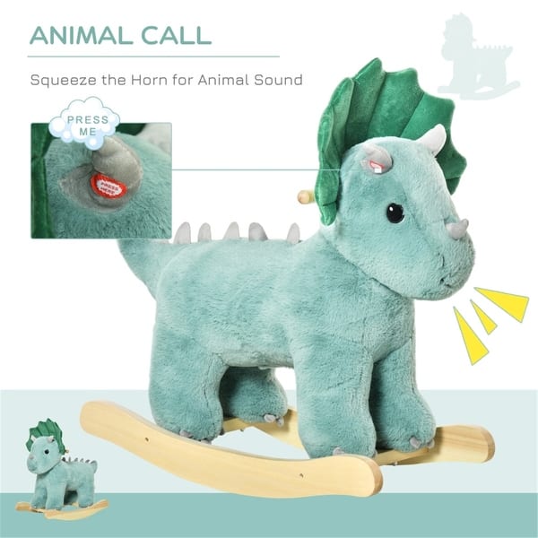 slide 2 of 9, Baby Rocking Hors for 3-6 Year Old - Green - 25.25"L x 11.75"W x 21.25"H Triceratops