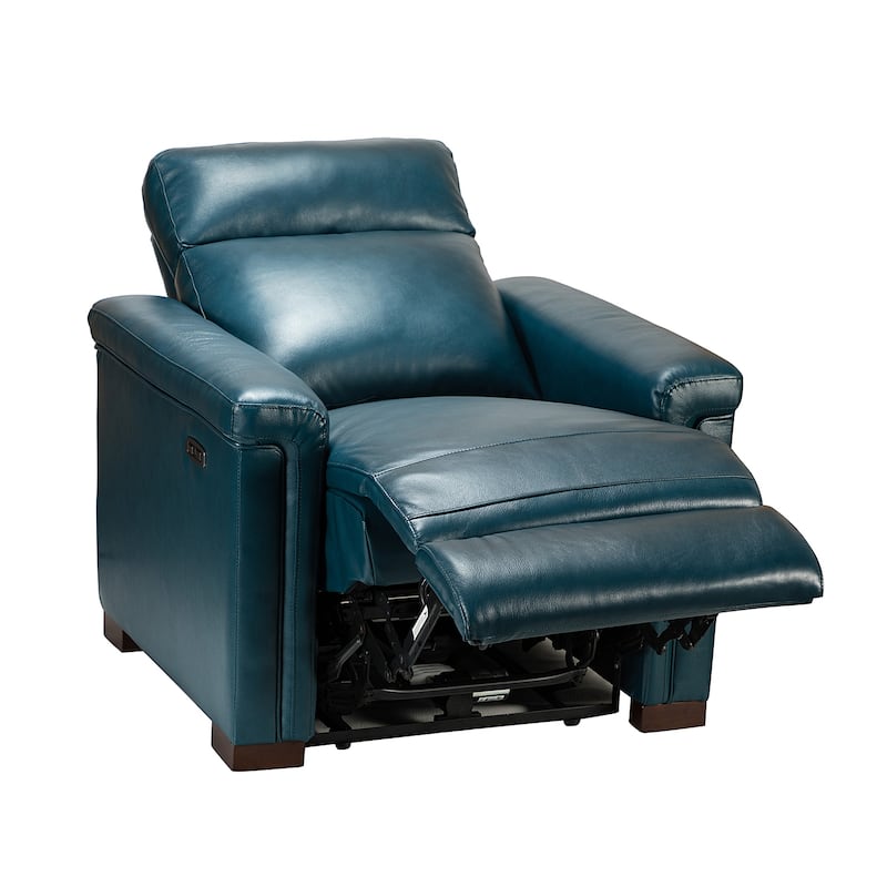 Alicia 34.65" Wide Contemporary Classic Genuine Leather Power Recliner With USB Port, Set of 2