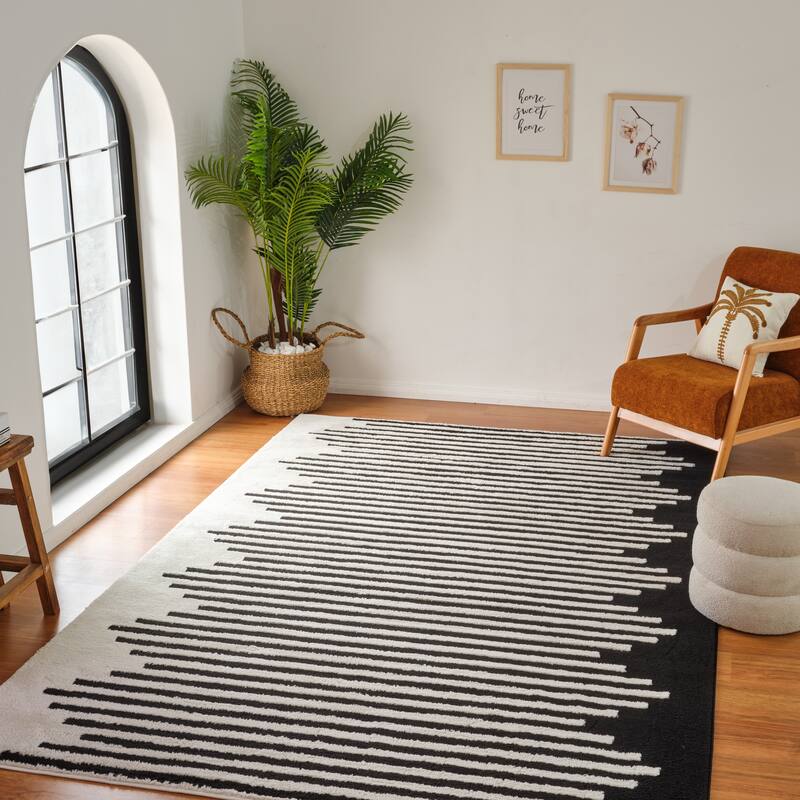 Rug Branch Domus Abstract Indoor Area Rug, Cream Black