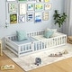 preview thumbnail 25 of 36, Twin Size Kids Wood Montessori Floor Bed with Door and Fence