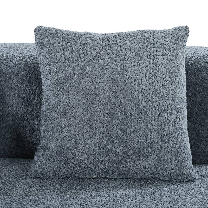 Modular Curved Sectional Sofa, Chenille Fabric Sofa with 4 Pillows, High-Density Compressed Sponge Deep Seat Sofa