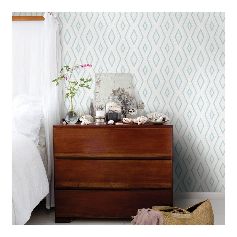 Chesapeake Santa Cruz Turquoise Geometric Wallpaper - 20.5 x 396 x 0.025