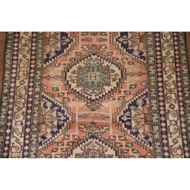 Geometric Ardebil Persian Vintage Area Rug Hand-knotted Wool Carpet - 4'9"x 10'0"