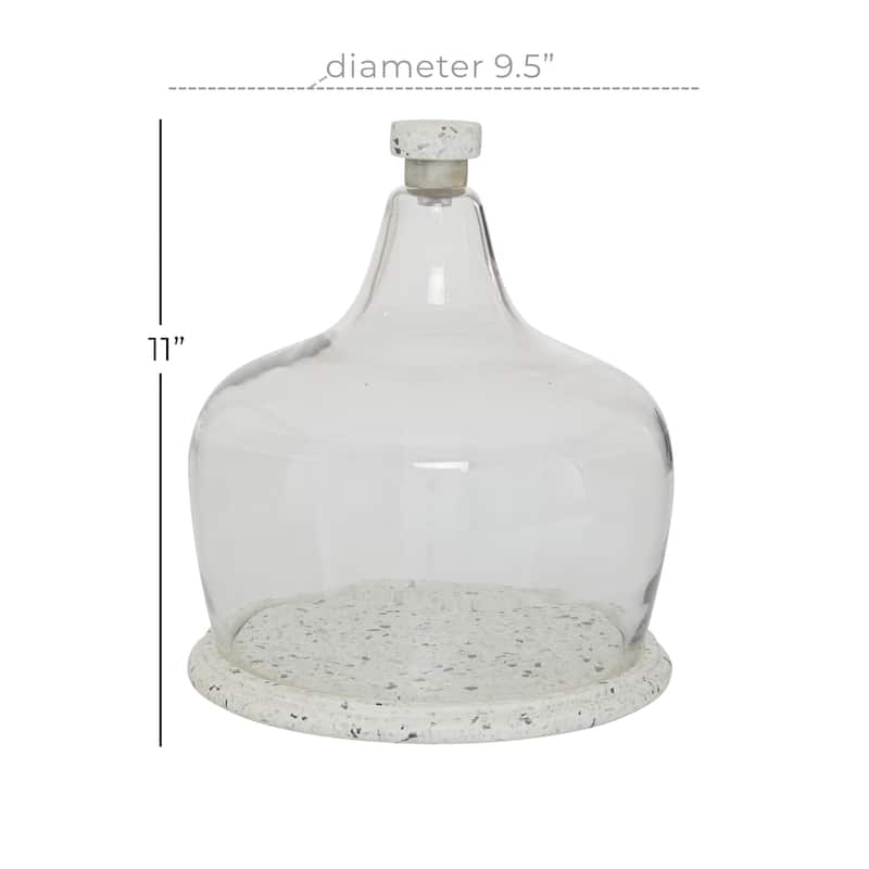 Ceramic Terrazzo Cake Stand with Glass Lid - White - Roche River Decor