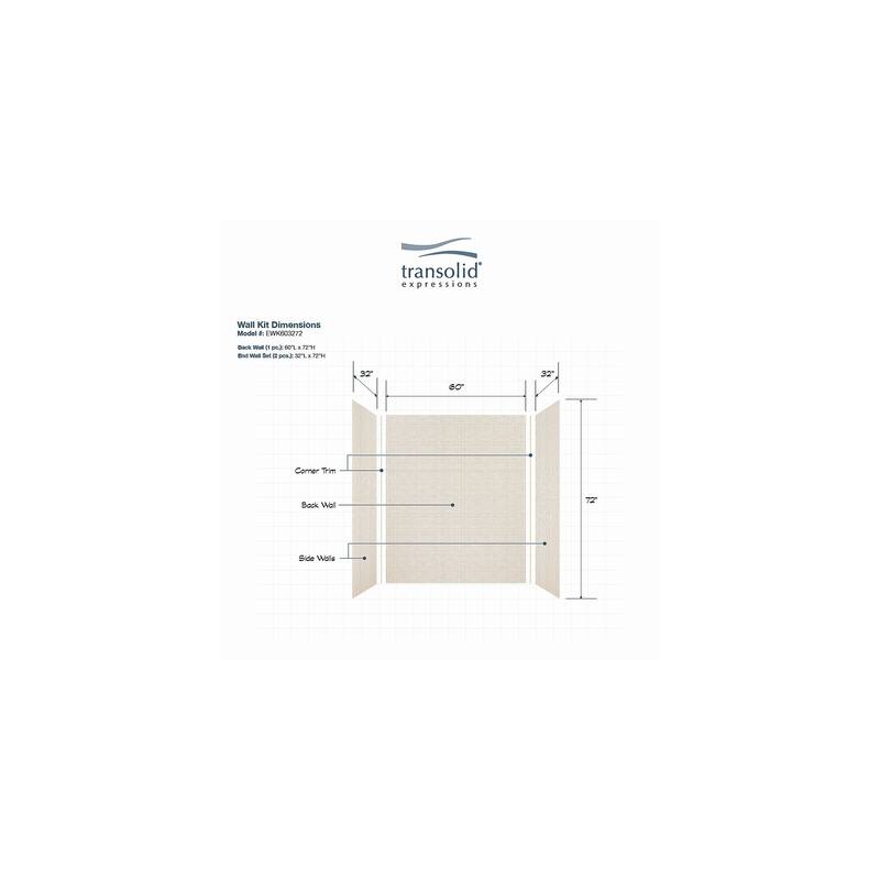 Transolid Expressions 32-in X 60-in X 72-in Glue to Wall Shower/Walls - 60" x 32" x 72" - 60" x 32" x 72"