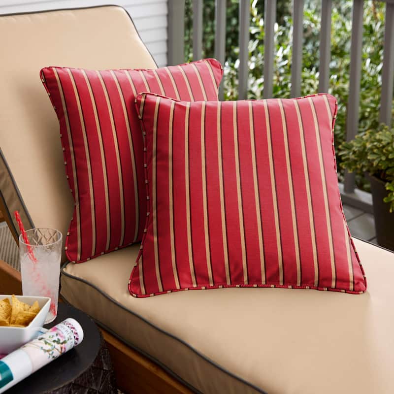 Sorra Home Sunbrella Harwood Crimson Corded Indoor/ Outdoor Pillow Set (Set of 2) - 18 in x 18 in