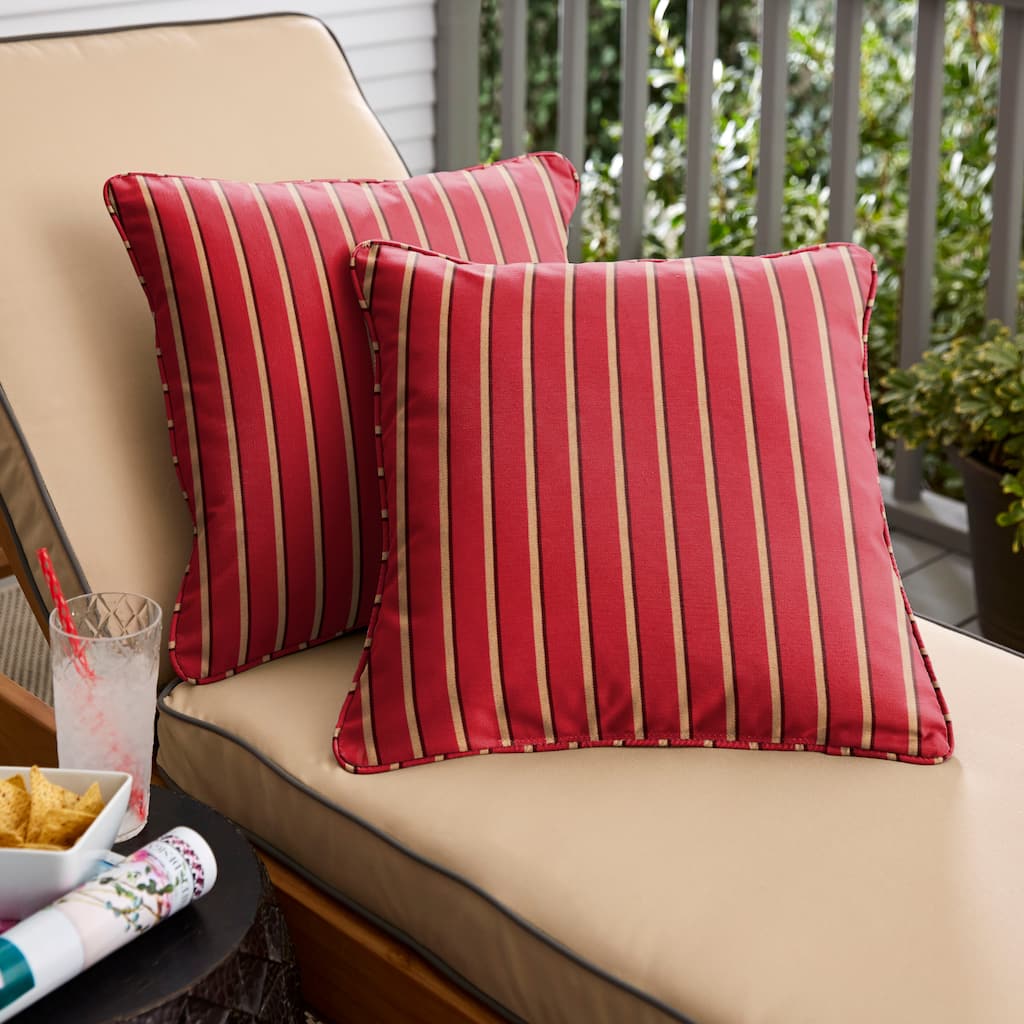 Sorra Home Sunbrella Harwood Crimson Corded Indoor/ Outdoor Pillow Set (Set of 2)