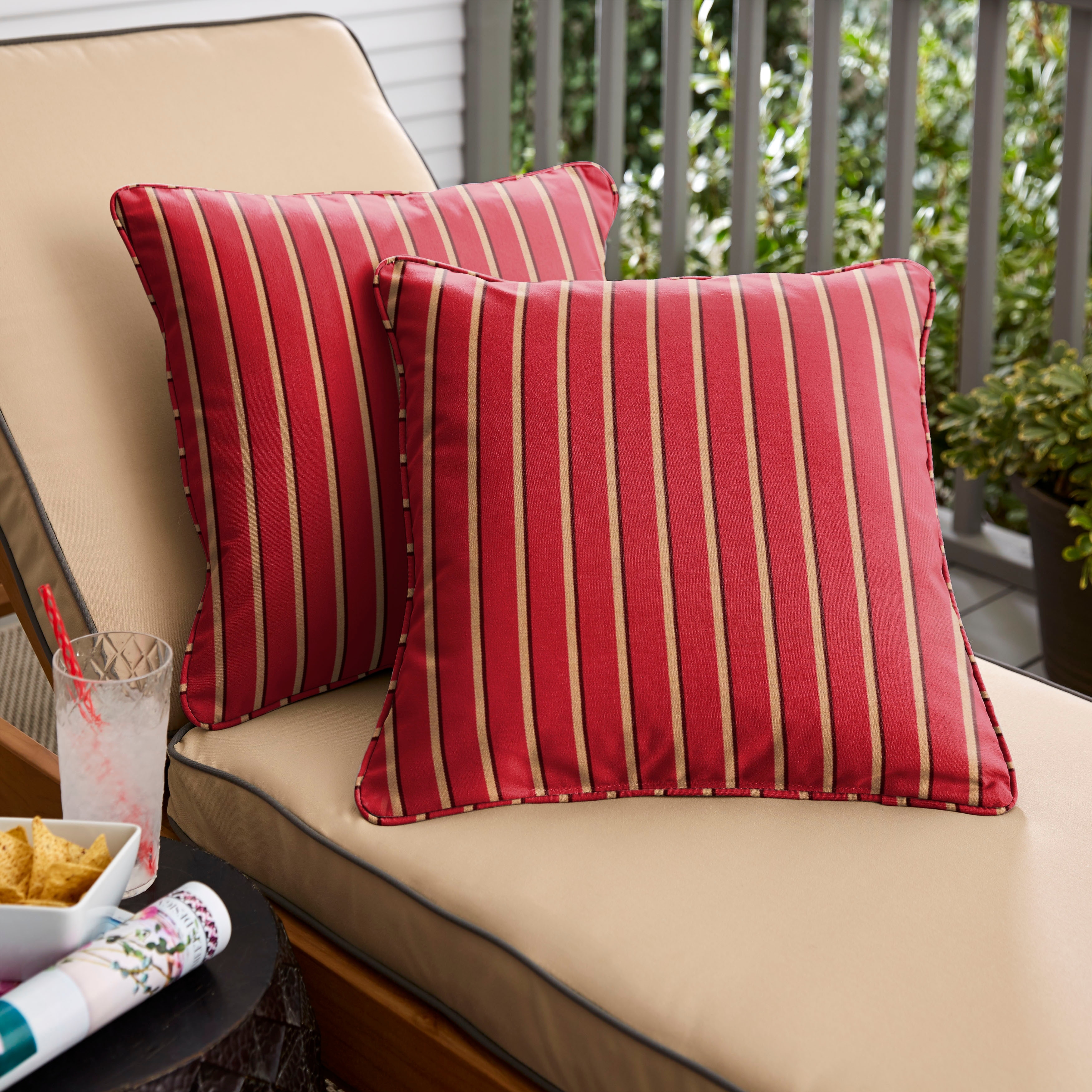 Sorra Home Sunbrella Harwood Crimson Corded Indoor/ Outdoor Pillow Set (Set of 2)