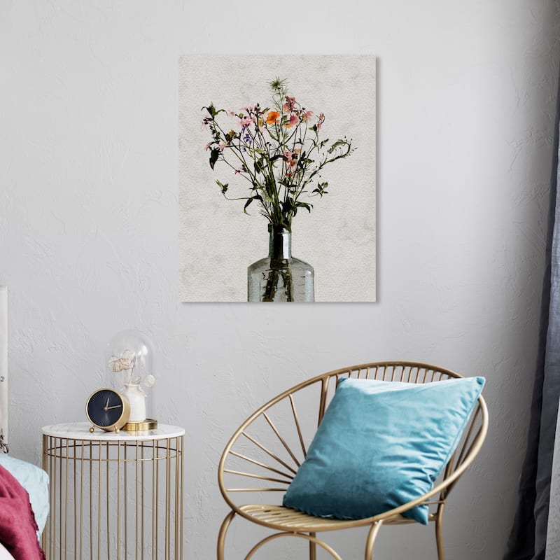 Wynwood Studio Canvas Floral and Botanical Floral Jug Gray and Light Gray Farmhouse Wall Art Canvas Print - 20 x 24