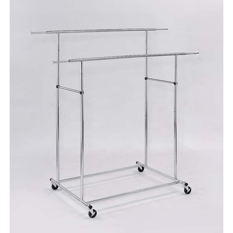 65 In. Dual Bar Adjustable Industrial Garment Rack