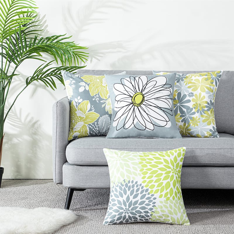 Topfinel Floral Design Square Pillow Cover (Set of 4)