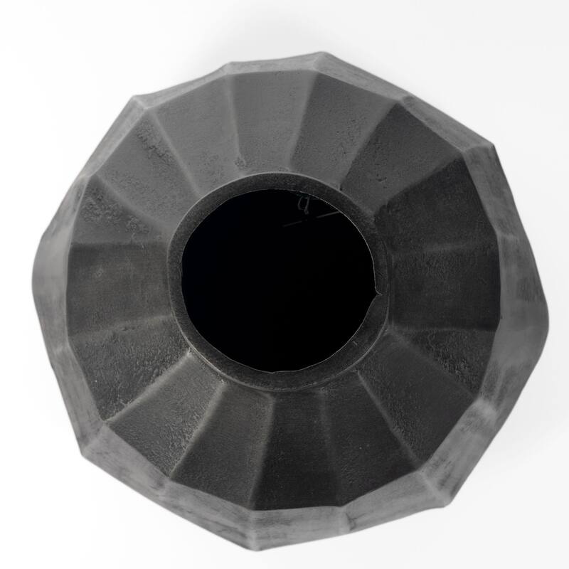 11 Inch Grey Round Aluminum Table Vase for Modern Decor