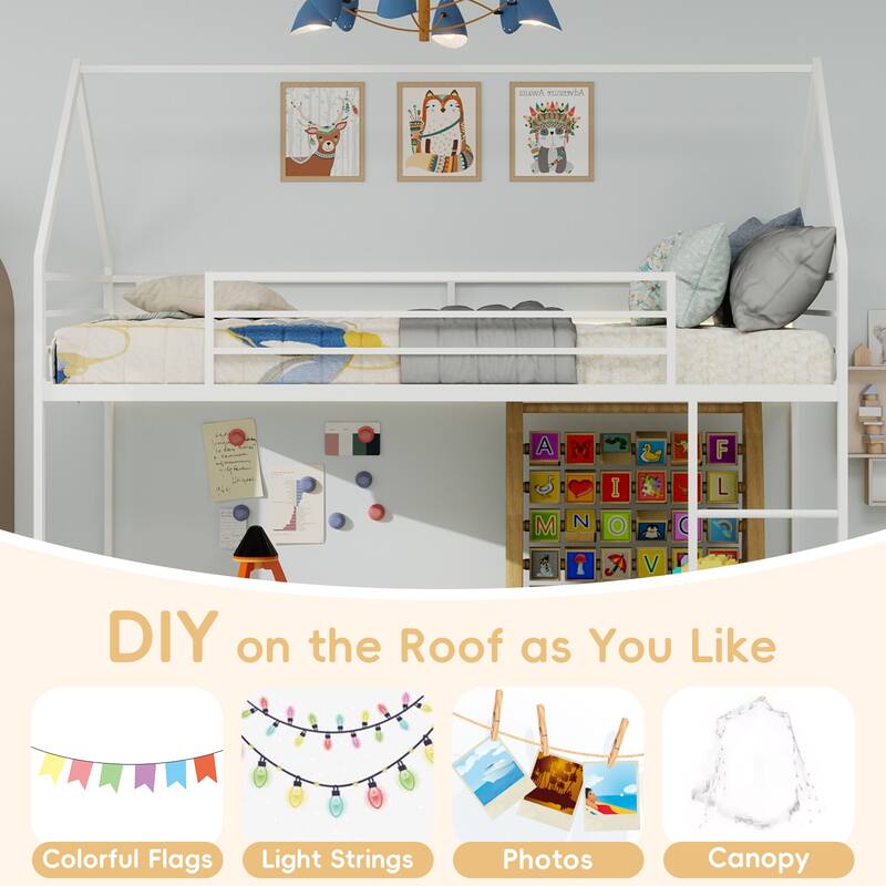 Metal Twin over Twin Bunk Bed Heavy-duty Sturdy Metal