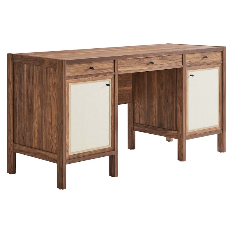 Capri 58" Wood Grain Office Desk - Walnut
