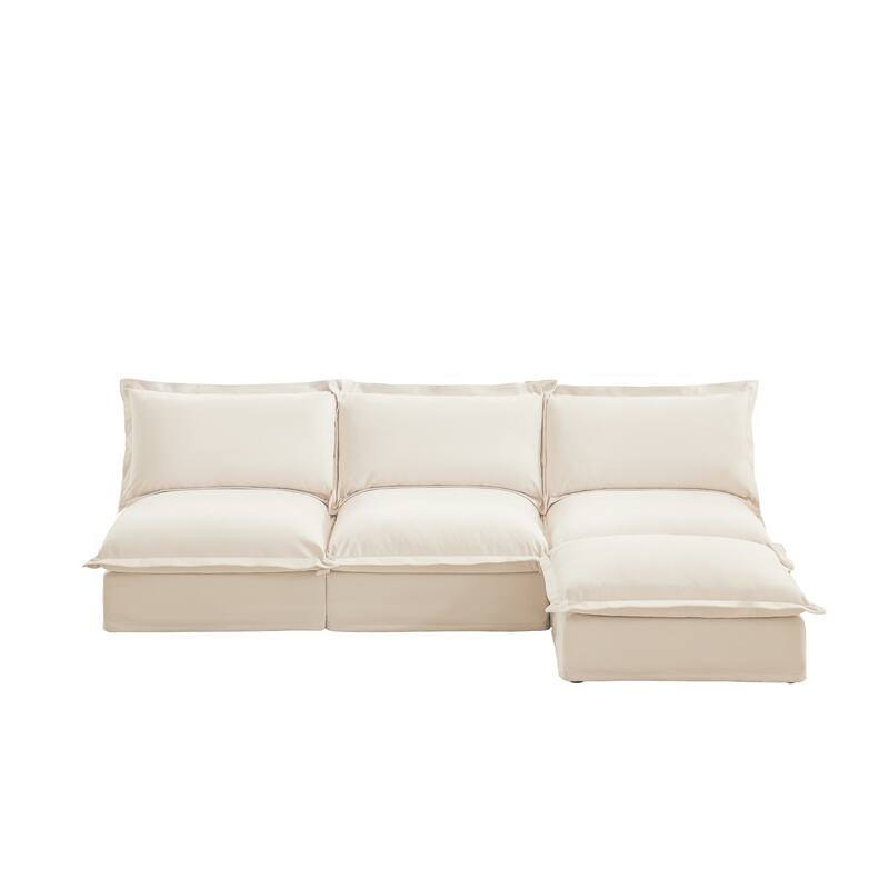 109.8" Chenille Modular Sectional with Reversible Ottoman and 3-Seater Armless Design & Free Combination