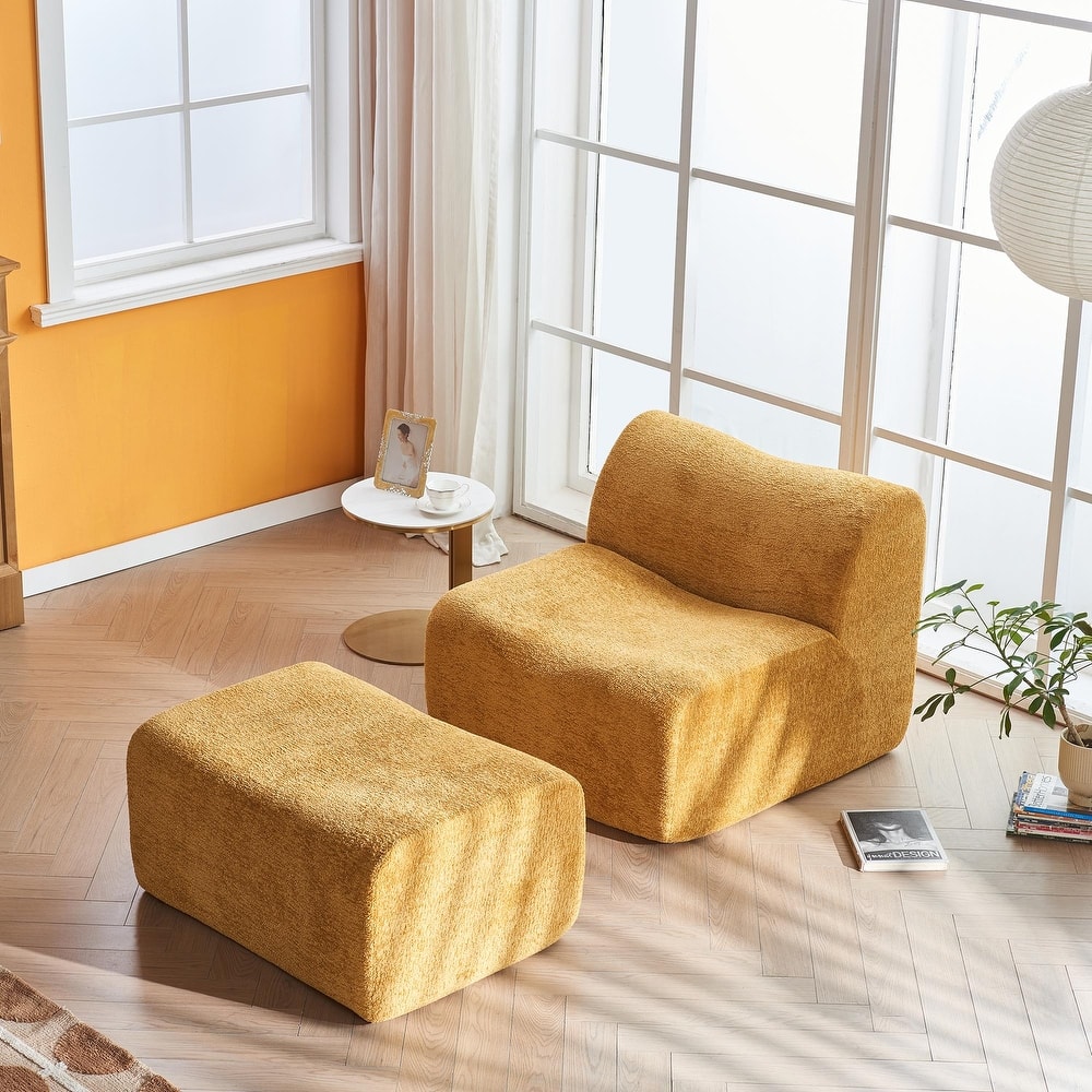 Comfortable and Space-Saving Single Foam Compression Sofa Chair with Footrest + Pillow