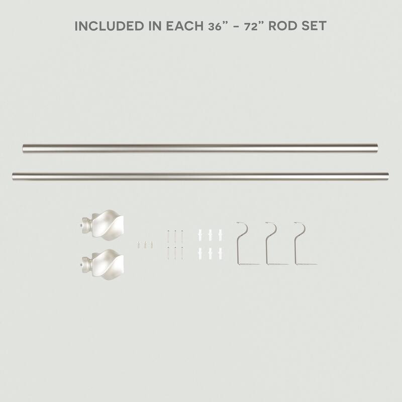 ATI Home Twist 1" Adjustable Window Curtain Rod and Finial Set