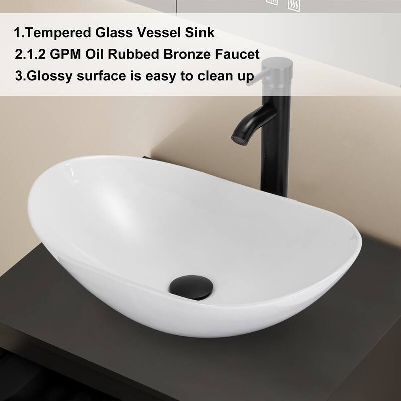 Modern Wall Mounted Bathroom Vanity Set with Vessel Sink & Faucet