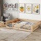 preview thumbnail 5 of 34, Queen size Floor Platform Bed with Fence Guardrails and Door Natural