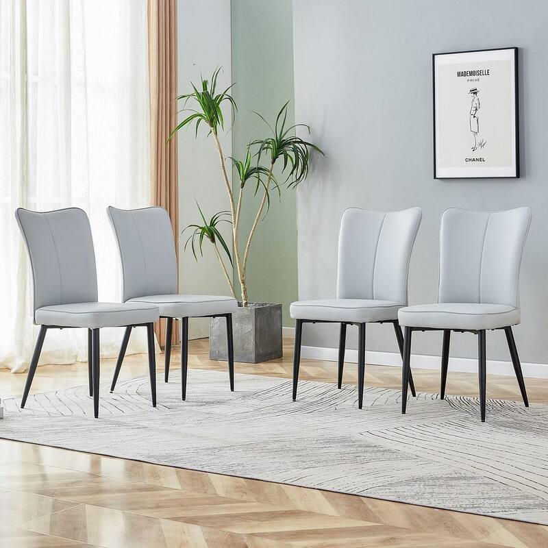 Modern PU Leather Minimalist Dining Chairs Set of 4
