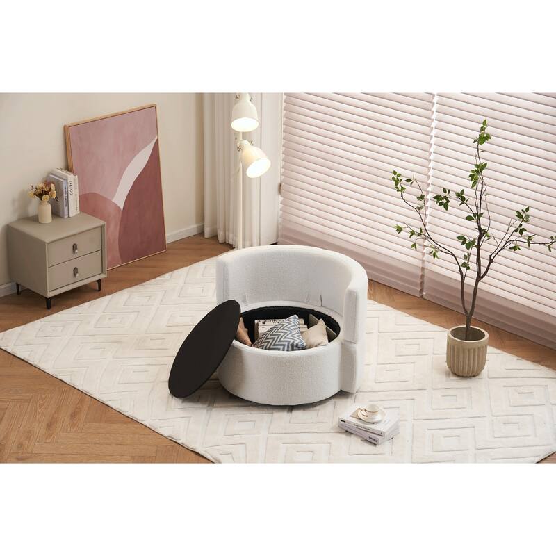 360° Swivel Chair with Storage and Throw Pillows