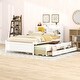 preview thumbnail 1 of 9, Superior Quality Captain Bed with Type-C USB Ports, Wood Platform Full Bed Frame with LED Light Headboard & Trundle, White White - Full