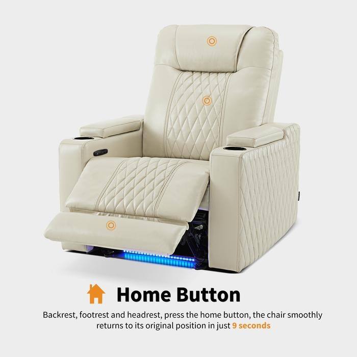 MCombo Power Recliner Chair with Adjustable Headrest, USB & Type C Port, LED Light HTS401