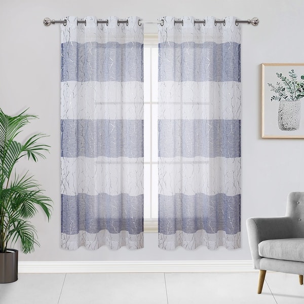 Whizmax Semi Sheer Curtains Silver Metallic Sheer Curtains Grommet